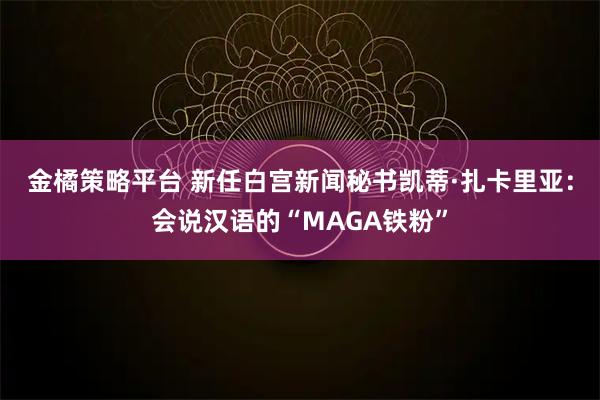 金橘策略平台 新任白宫新闻秘书凯蒂·扎卡里亚：会说汉语的“MAGA铁粉”